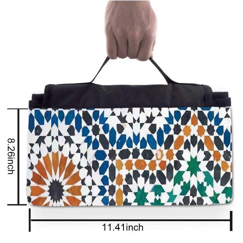  TecBillion Moroccan Outdoor Picnic Blanket,Set of African and Portuguese Tile Patterns Various Tones and Textures Boho Print Mat for Picnics Beaches Camping,50 L x 78 W