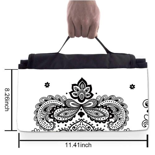  TecBillion Henna Outdoor Picnic Blanket,Set of South Asian Inspired Design Elements Floral and Geometric Style Ornamental Decorative Mat for Picnics Beaches Camping,50 L x 78 W