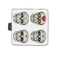 TecBillion Skull Outdoor Picnic Blanket,Set of Ethnic Mexican Skulls with Heart and Flower Motifs Calavera Day of The Dead Print Mat for Picnics Beaches Camping,58 L x 59 W