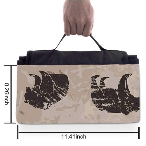  TecBillion Cabin Decor Stylish Picnic Blanket,Set of Different Bears in Grunge Design Carnivore Growling Mammals Zoo Decorative Mat for Picnics Beaches Camping,58 L x 72 W
