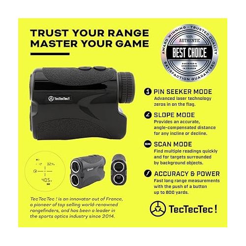  Upgraded Slope - TecTecTec VPRO500 Golf Rangefinder with Slope - Laser Range Finder with Flagseeker VPRO500® - Laser Binoculars - with Battery