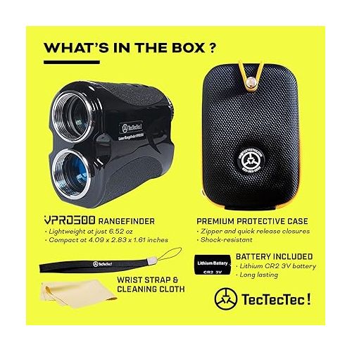  Upgraded Slope - TecTecTec VPRO500 Golf Rangefinder with Slope - Laser Range Finder with Flagseeker VPRO500® - Laser Binoculars - with Battery