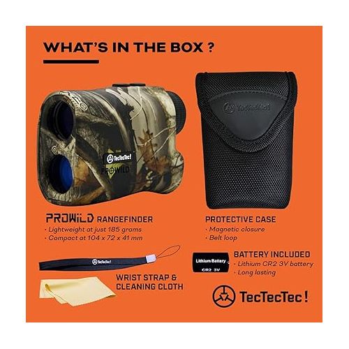  TecTecTec ProWild Hunting Rangefinder 6X Magnification, up to 540 Yards Laser Range Finder for Hunting with Range Scan, Speed Mode, CR2 Battery, and High-Precision Fast Measurements - Camo