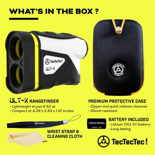  TecTecTec ULT-X Golf Rangefinder - Laser Range Finder with 1,000 Yards Range, Slope, Vibration, Easy Flagseeker and On/Off