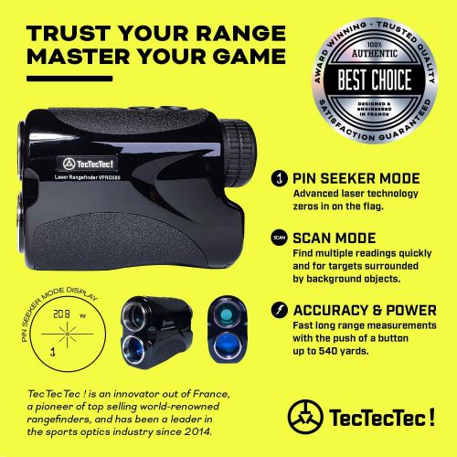  TecTecTec VPRO500 Golf Rangefinder - Laser Range Finder with Pinsensor - Laser Binoculars - with Battery
