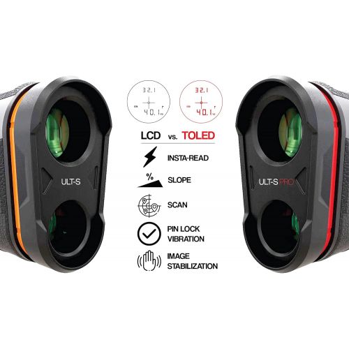  TecTecTec ULT-S Pro with Stabilization Golf Rangefinder with Slope and Vibration, Hyper Read Technology, Smart Laser Range Finder Binoculars with Fog Mode and TOLED Display for Gol