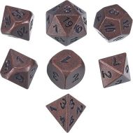 [아마존베스트]TecUnite 7 Die Metal Polyhedral Dice Set DND Role Playing Game Dice Set with Storage Bag for RPG Dungeons and Dragons D&D Math Teaching