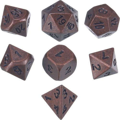  [아마존베스트]TecUnite 7 Die Metal Polyhedral Dice Set DND Role Playing Game Dice Set with Storage Bag for RPG Dungeons and Dragons D&D Math Teaching