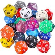 [아마존베스트]TecUnite 25 Pieces Polyhedral Dice Set with Black Pouch for DND RPG MTG and Other Table Games with Random Multi Colored Assortment (Color Set 3, D20)