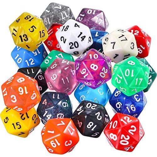  [아마존베스트]TecUnite 25 Pieces Polyhedral Dice Set with Black Pouch for DND RPG MTG and Other Table Games with Random Multi Colored Assortment (Color Set 3, D20)