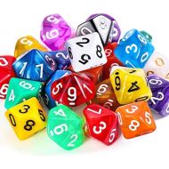 [아마존베스트]TecUnite 25 Pieces Polyhedral Dice Set with Black Pouch for DND RPG MTG and Other Table Games with Random Multi Colored Assortment (Color Set 2, D10)