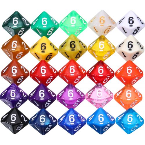  [아마존베스트]TecUnite 25 Pieces Polyhedral Dice Set with Black Pouch for DND RPG MTG and Other Table Games with Random Multi Colored Assortment (Color Set 2, D10)