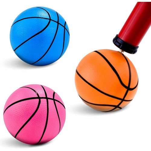  [아마존베스트]TecUnite 4 Pieces Mini Basketball Inflation Mini Ball with Pump and Basketball Needles, 4 Colors (4 Inch)