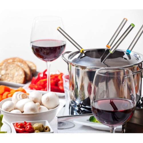  [아마존베스트]TecUnite Fondue Forks in Stainless Steel with Heat Resistant Handle for Cheese / Chocolate / Fondue / Marshmallow or Meat Roasting / 9.5 Inches