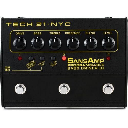  Tech 21 SansAmp Programmable Bass Driver DI Pedal with Patch Cables