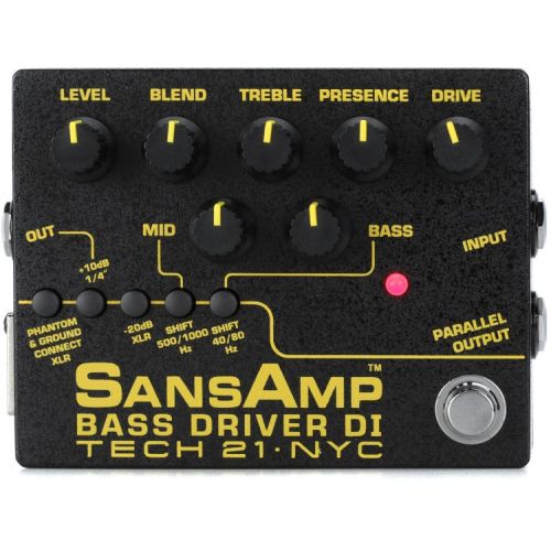  Tech 21 SansAmp Bass Driver DI V2 Pedal with 3 Patch Cables