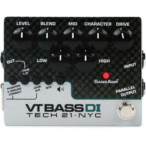  Tech 21 SansAmp VT Bass DI Pedal with Patch Cables