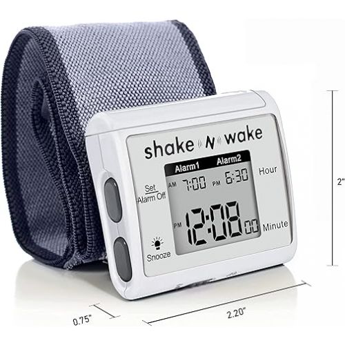  Tech Tools Vibrating Alarm Clock - Shake N Wake - Silent Alarm Wristband Watch - with Dual Alarms