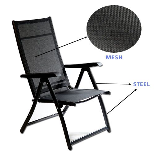  TechCare Heavy Duty Durable Adjustable Reclining Folding Chair Outdoor Indoor Garden Pool (2)
