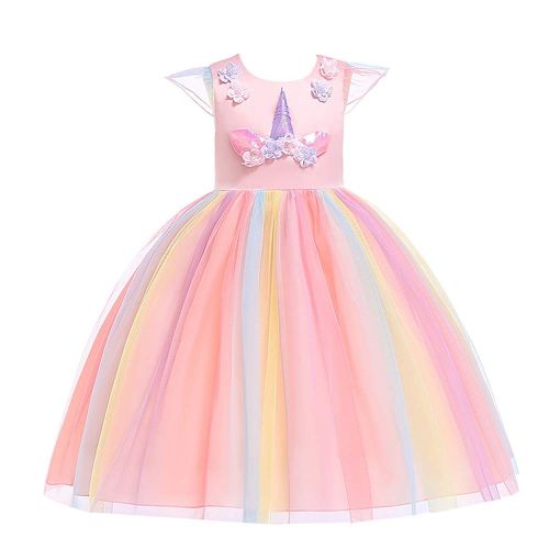  Techcity Girls Unicorn Costume Outfit Pageant Princess Party Dress