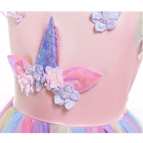  Techcity Girls Unicorn Costume Outfit Pageant Princess Party Dress