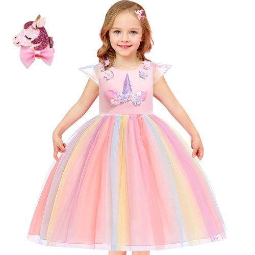  Techcity Girls Unicorn Costume Outfit Pageant Princess Party Dress