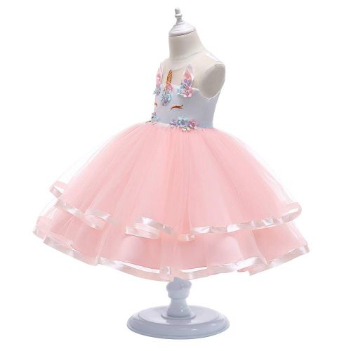  Techcity Girls Unicorn Costume Outfit Pageant Princess Party Dress