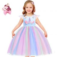 Techcity Girls Unicorn Costume Outfit Pageant Princess Party Dress