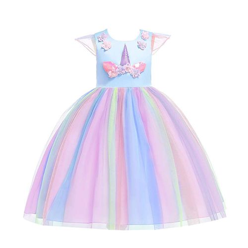  Techcity Girls Unicorn Costume Outfit Pageant Princess Party Dress