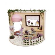 Techecho Early Educational Toddler Toys 3D Puzzles Handmade Miniature Dollhouse DIY Kit Aerial Garden Lavender Story Dollhouses Accessories Dolls Houses With Furniture & LED Best Birthday V