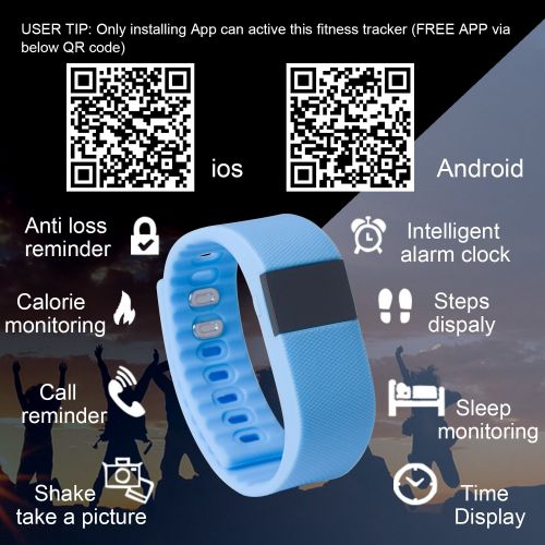  Techken Fitness Tracker Uhr, TechKen Schrittzahler Sport Tracker Schlaf Monitor Kalorienzahler Fitness Armband, Fit fuer Android und iPhone