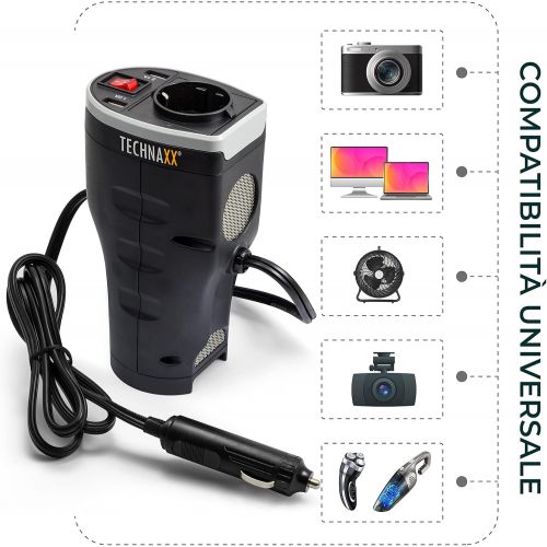  [아마존베스트]-Service-Informationen Technaxx Car Voltage Converter with 2 USB Ports TE13 Voltage Converter Inverter