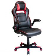 Techni Mobili Height Adjustable Office Chair with Detachable Headrest Pillow and Flip Up Arms: Black with Red Accents