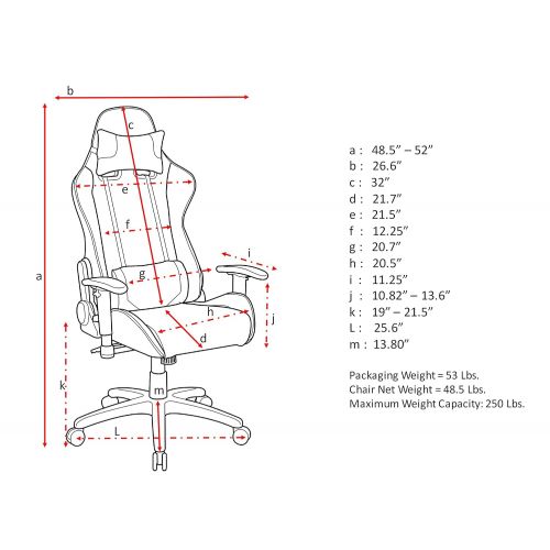  Techni Mobili Sport Office-PC Gaming Chair in White