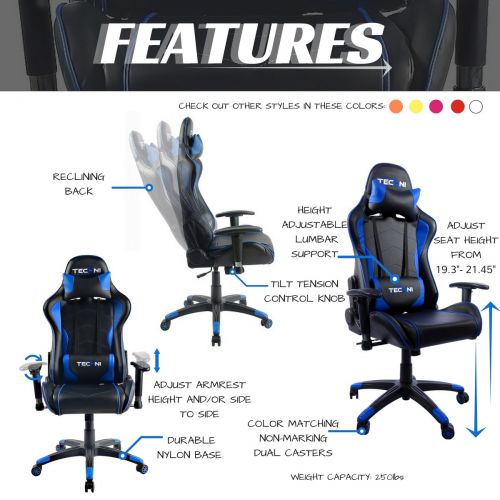  Techni Mobili Sport Office-PC Gaming Chair in Blue