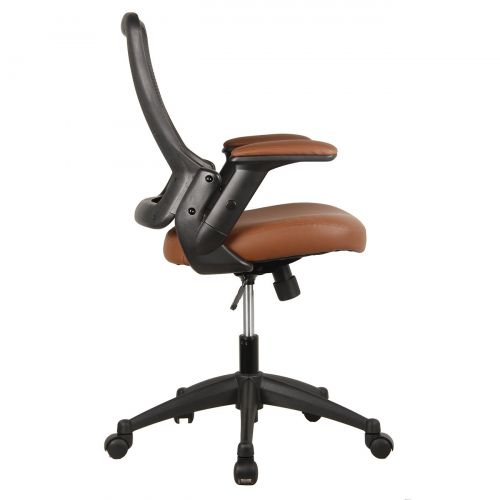  Techni Mobili TECHNI MOBILI Mid-Back Mesh Task Office Chair with Height Adjustable Arms - Brown