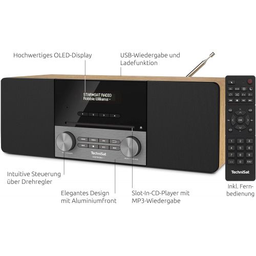  [아마존베스트]TechniSat DIGITRADIO 3 - Stereo DAB Radio, Compact System (DAB+, FM, CD Player, Bluetooth, USB, Headphone Jack, AUX Input, Radio Alarm Clock)
