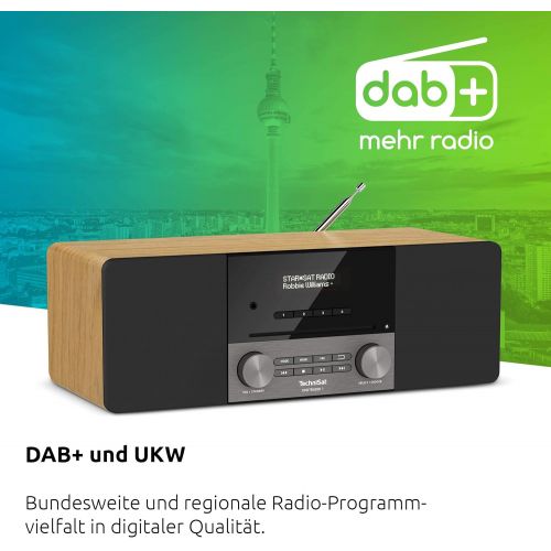  [아마존베스트]TechniSat DIGITRADIO 3 - Stereo DAB Radio, Compact System (DAB+, FM, CD Player, Bluetooth, USB, Headphone Jack, AUX Input, Radio Alarm Clock)