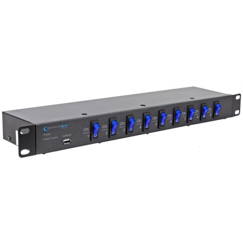  Technical Pro 1U Rack Mount dB Display with 8 Outlet Power Supply - DBPB80