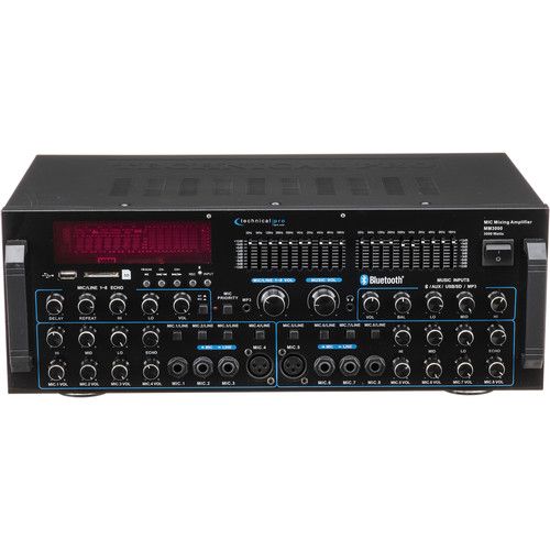  Technical Pro MM3000 Pro Mic Mixing Amp With USB, SD Card, and Bluetooth Inputs