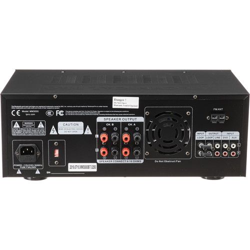  Technical Pro MM3000 Pro Mic Mixing Amp With USB, SD Card, and Bluetooth Inputs