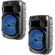 Technical Pro (Pack of 2) Portable 8 Inch Portable 500 watts Bluetooth Speaker with Woofer & Tweeter, Festival PA LED Speaker with Bluetooth/USB Card Inputs, True Wireless Stereo, 30 Feet Blueto