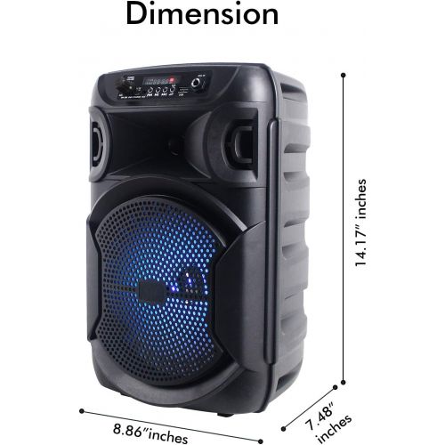  Technical Pro (Pack of 2) Portable 8 Inch Portable 500 watts Bluetooth Speaker with Woofer & Tweeter, Festival PA LED Speaker with Bluetooth/USB Card Inputs, True Wireless Stereo, 30 Feet Blueto