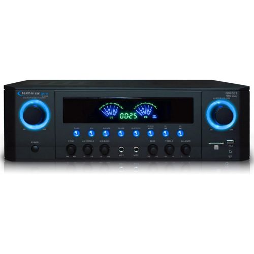  Technical Pro Professional 1000 Watts Receiver with USB SD Card Inputs, 2 Mic Inputs, Recorder, and Wireless Remote