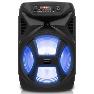 Technical Pro 500 Watts Portable 8 Inch Bluetooth Speaker with Woofer & Tweeter - Festival PA LED Speaker with Bluetooth/USB Card Inputs, & True Wireless Stereo (Black)