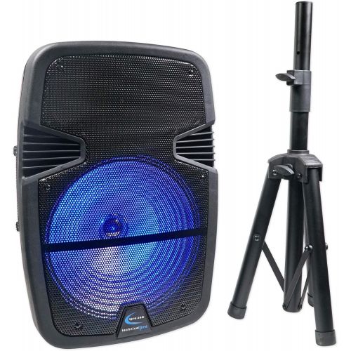  Technical Pro Rechargeable Bluetooth LED DJ PA Speaker+Mixer+Stand+Mic+Lights