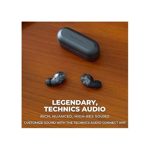  Technics HiFi True Wireless Multipoint Bluetooth Earbuds II, Active Noise Cancelling, 3 Device MultiPoint Connectivity, Impressive Call Quality, LDAC Compatible, EAH-AZ40M2-K (Black)