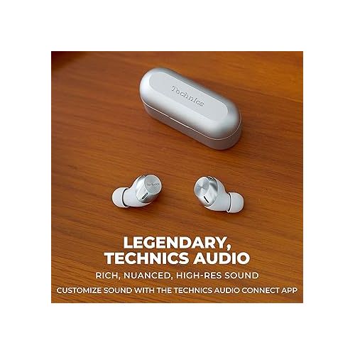  Technics HiFi True Wireless Multipoint Bluetooth Earbuds II, Active Noise Cancelling, 3 Device MultiPoint Connectivity, Impressive Call Quality, LDAC Compatible, EAH-AZ40M2-S (Silver)