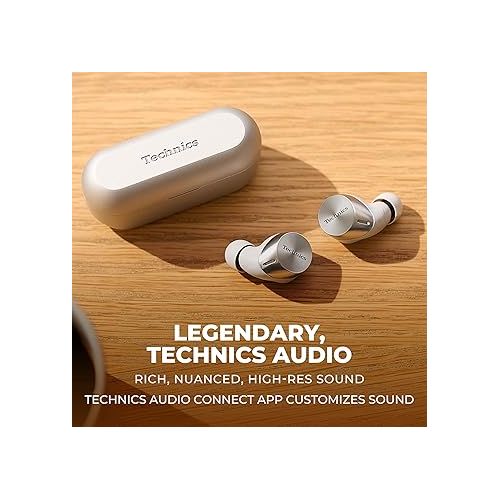  Technics HiFi True Wireless Multipoint Bluetooth Earbuds with Noise Cancelling, 3 Device Multipoint Connectivity, Wireless Charging, Impressive Call Quality, LDAC Compatible - EAH-AZ60M2-S (Silver)