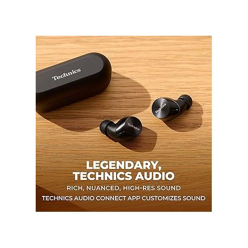  Technics HiFi True Wireless Multipoint Bluetooth Earbuds with Noise Cancelling, 3 Device Multipoint Connectivity, Wireless Charging, Impressive Call Quality, LDAC Compatible - EAH-AZ60M2-K (Black)